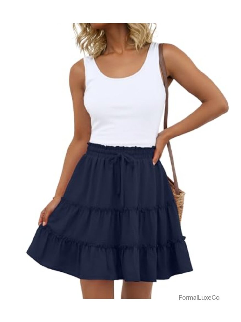 Flowy Tiered Ruffle Mini Skort High Waisted Pleated Casual Summer Skirt